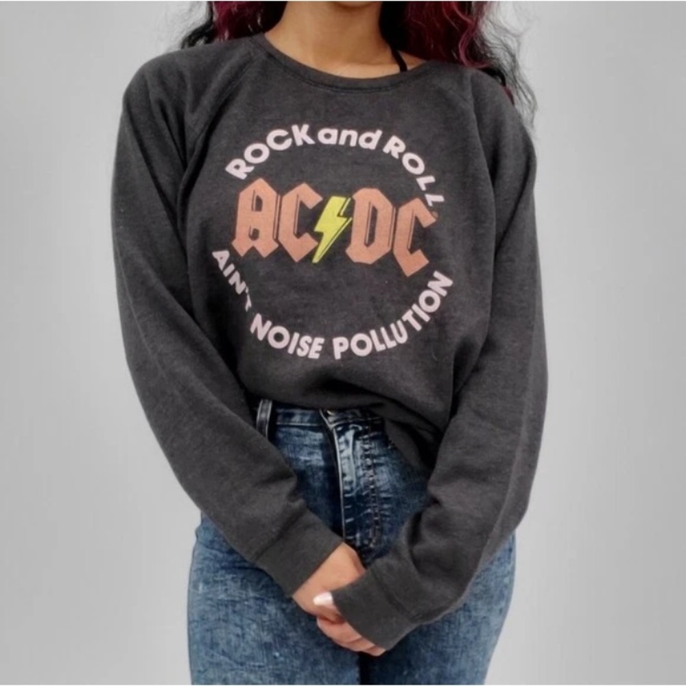 Lucky Brand AC/DC Charcoal Grey Crew Pullover Sweatshirt Like New Size - M